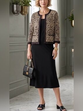 Chicos light weight Leopard Print Textured open front cardigan-  M or Chicos 1
